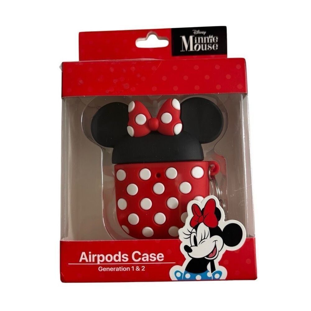 Disney Minnie Mouse AirPods 1st - 2nd Generation Case with Attached Clip NEW